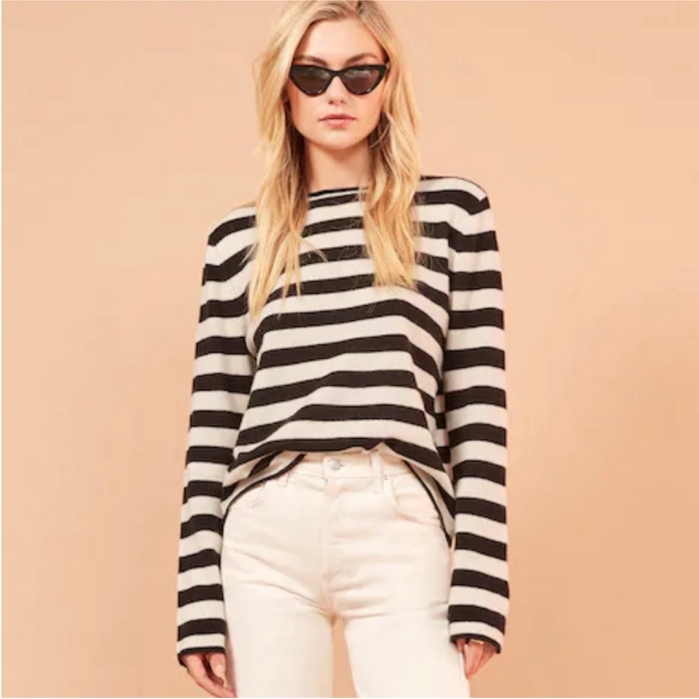 reformation boyfriend cashmere sweater striped M